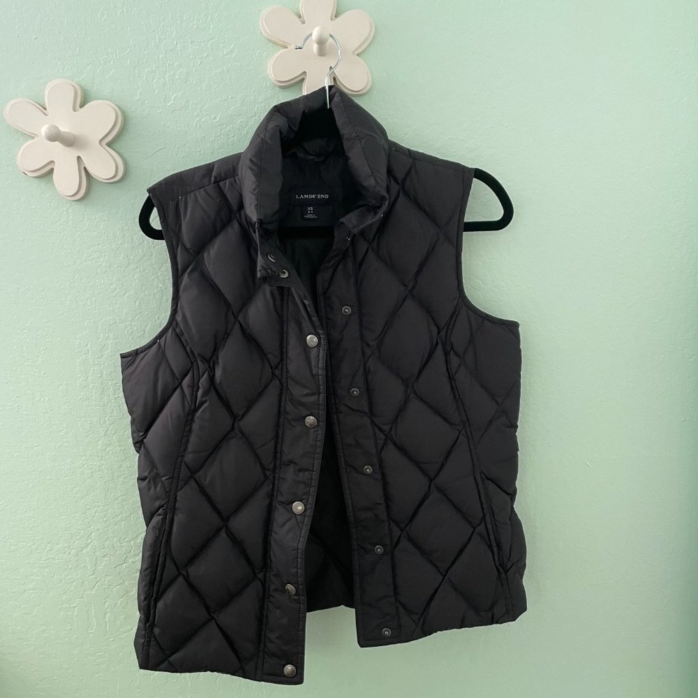 Lands' End Quilted Puffer Vest - Size XS - Black